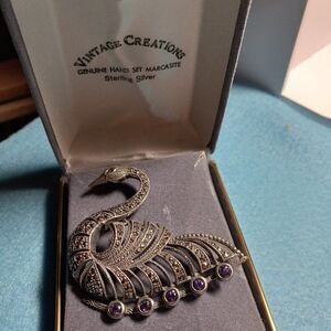 Vintage Creations Swan brooch sterling Silver